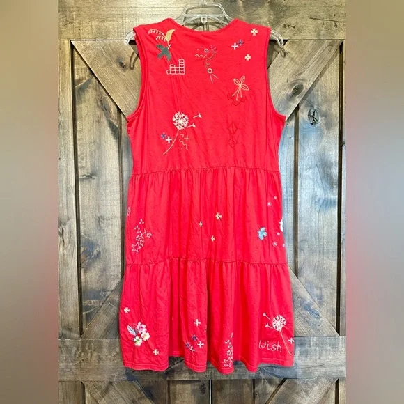 NWT Johnny Was Red Sleeveless Embroidered Dress Sz L - Picture 8 of 14